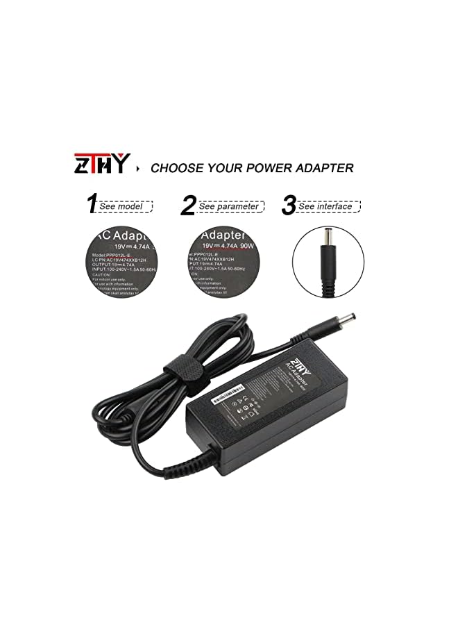 ZTHY 90W Ac Adapter Laptop Charger For Hp Elitebook 8460P 8470P 8440P 8560P 8760P 8460W 8470W 8570W 8770W Probook 4430S 4440S 4520S 4530S 4540S Compaq 6730B 6530B 6560B Laptop Power Supply Cord - Image 3