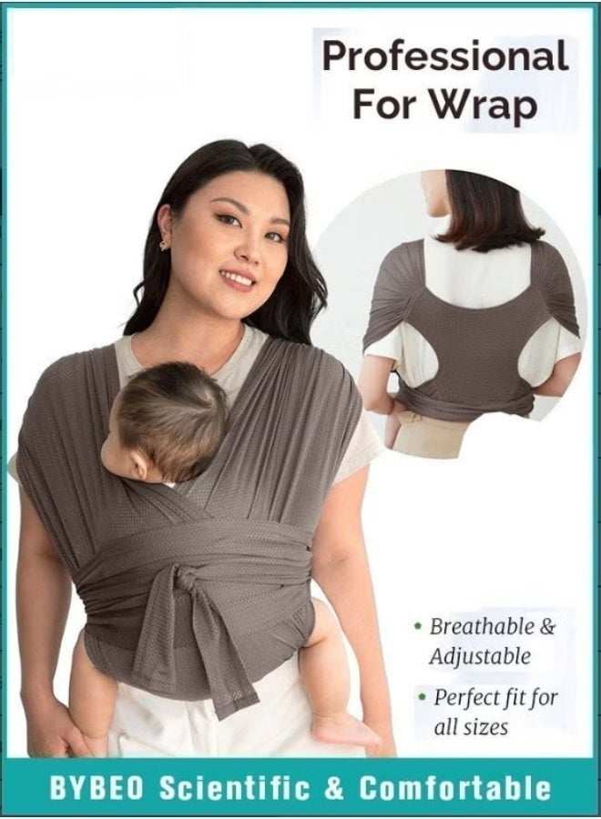 Bybeo Baby Wrap Carrier, Hands-Free Baby Carrier for Newborns With Storage Bag, Adjustable Infant Carrier Slings, Easy to Wear Baby Wrap Swaddle Holder, Baby Sling Wrap, Cozy, Lightweight, Breathable - Image 1
