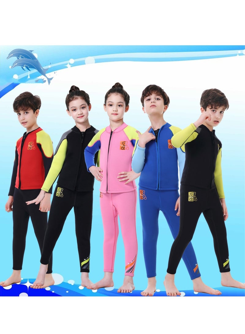 Loquat 5Pcs Children's Wetsuit 2.5MM Separate Body Warm Swimsuit For Boys And Girls Long Sleeve Winter Diving And Surfing Jellyfish 