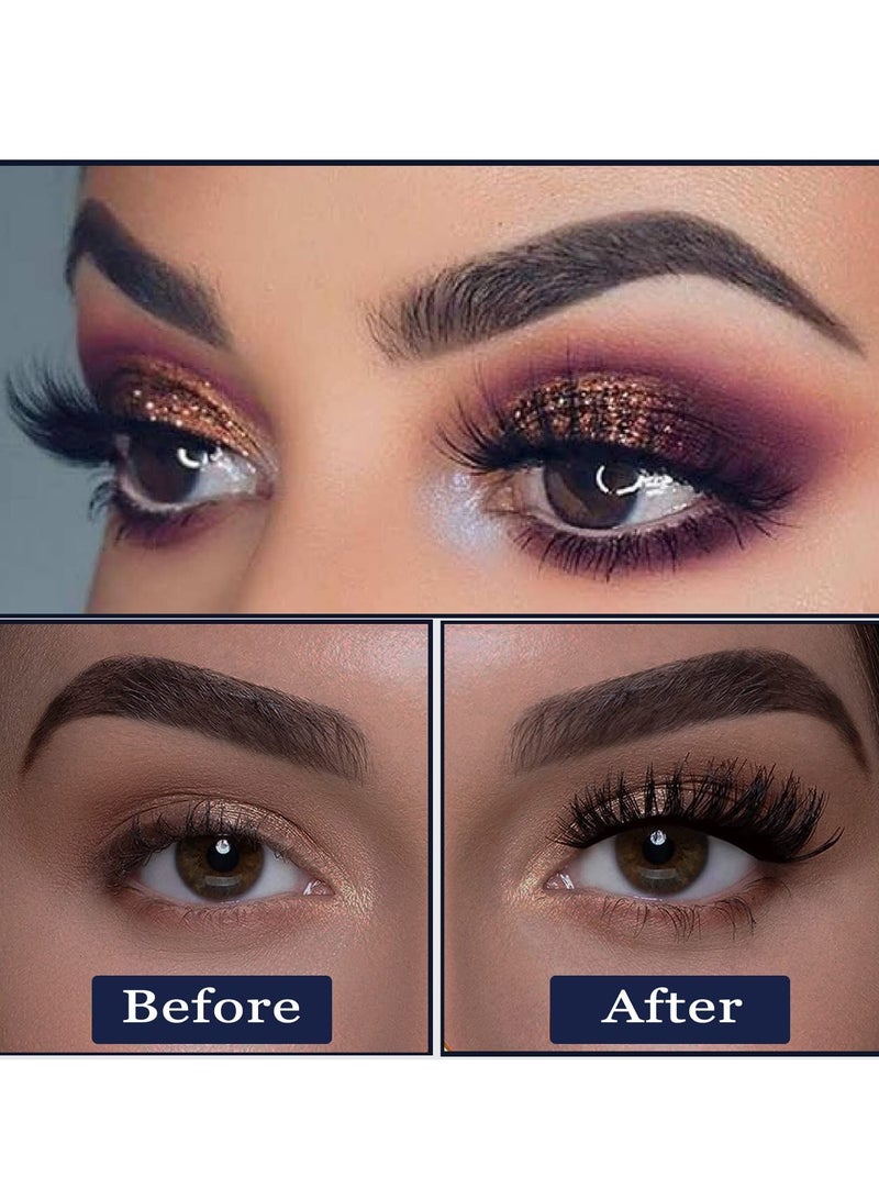 SYOSI مجموعة الرموش المغناطيسية وكحل العيون 5 أزواج من الرموش المغناطيسية ثلاثية الأبعاد متوسطة الحجم مع أنبوبين من كحل العيون المغناطيسي المقاوم للماء بمظهر طبيعي يدوم طويلاً وسهل الاستخدام وقابل لإعادة الاستخدام - Image 3