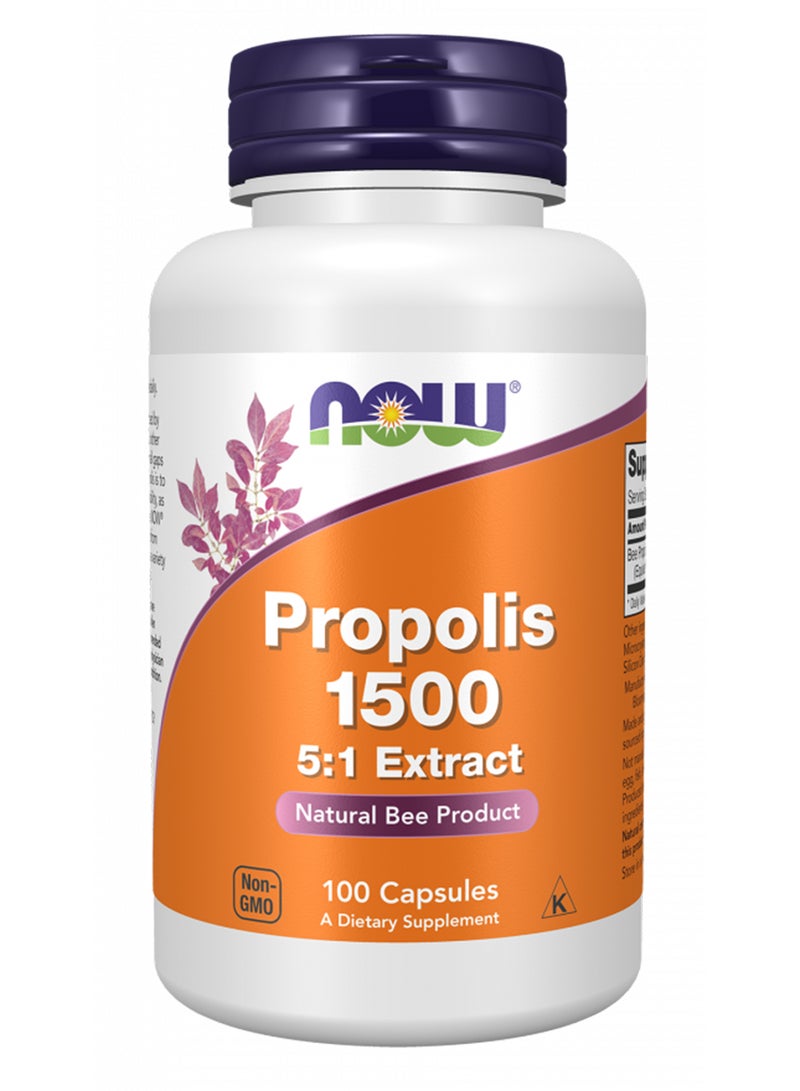 Now Foods Propolis 1500 5:1 Extract - 100 Capsules - Image 1