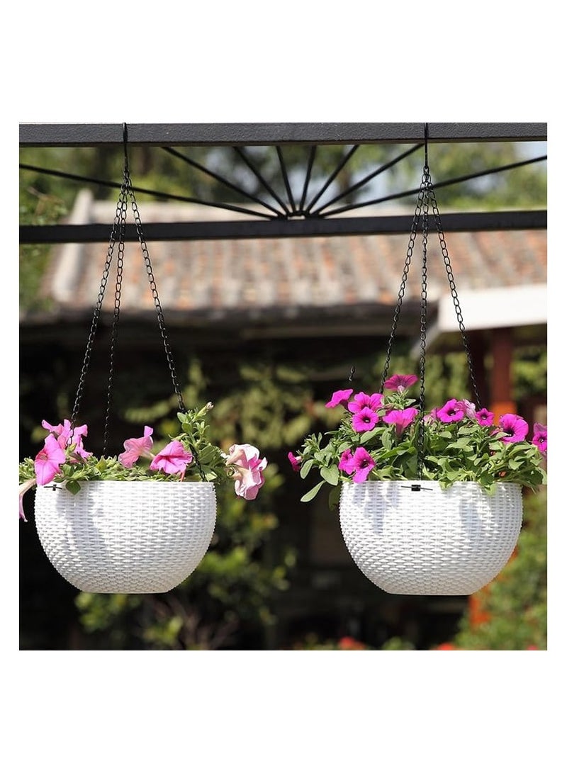 Generic Plastic Hanging Planter Pot with Woven Texture, Colour - Blue, Dimension: 26 CM Diameter X 16 CM Height X 45 CM Hanger Height, Home, Balcony, Patio & Garden Decorators  - Image 2