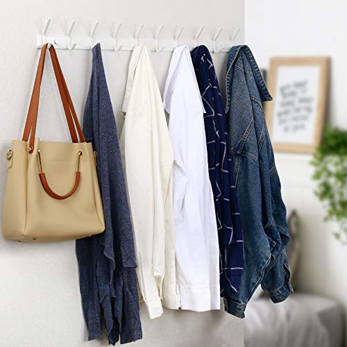 WEBI Coat Rack Wall Mounted,10 Hooks,30" Long Coat Hooks Wall Mount White,Coat Hanger Wall,Hook Rack,Jacket Hooks for Coats,Clothes,Hats - Image 3