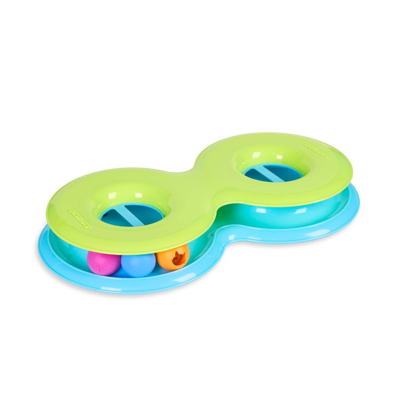 Catstages Infinity Ball Track for Cats with Two Balls Including One LightUp Ball Figure8 Shaped Cat Ball Track Compatible Topper Toys Green - Image 2