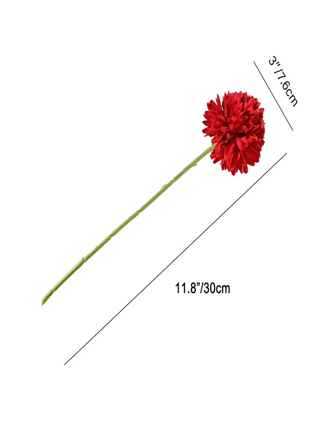 Mandy's Burgundy Artificial Ball Chrysanthemum 12 Stems Faux Flowers with Bendable Stems for Valentine's Day and New Year Decorations DIY Wedding Centerpiece Fall Decor Home Arrangements - Image 2
