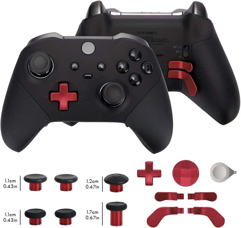 CometSouth 13 in 1 Metal Thumbsticks for Xbox One Elite Series 2, Elite Series 2 Controller Accessory Parts, Gaming Accessory Replacement, Metal Mod 6 Swap Joystick, 4 Paddles, 2 D-Pads, 1 Tool (Plating Red) - Image 2
