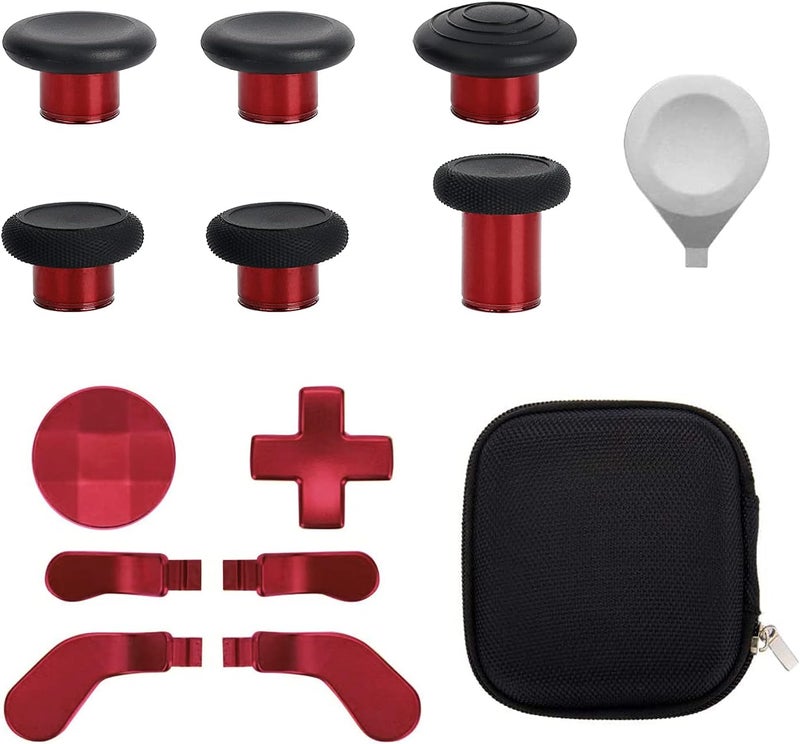 CometSouth 13 in 1 Metal Thumbsticks for Xbox One Elite Series 2, Elite Series 2 Controller Accessory Parts, Gaming Accessory Replacement, Metal Mod 6 Swap Joystick, 4 Paddles, 2 D-Pads, 1 Tool (Plating Red) - Image 1