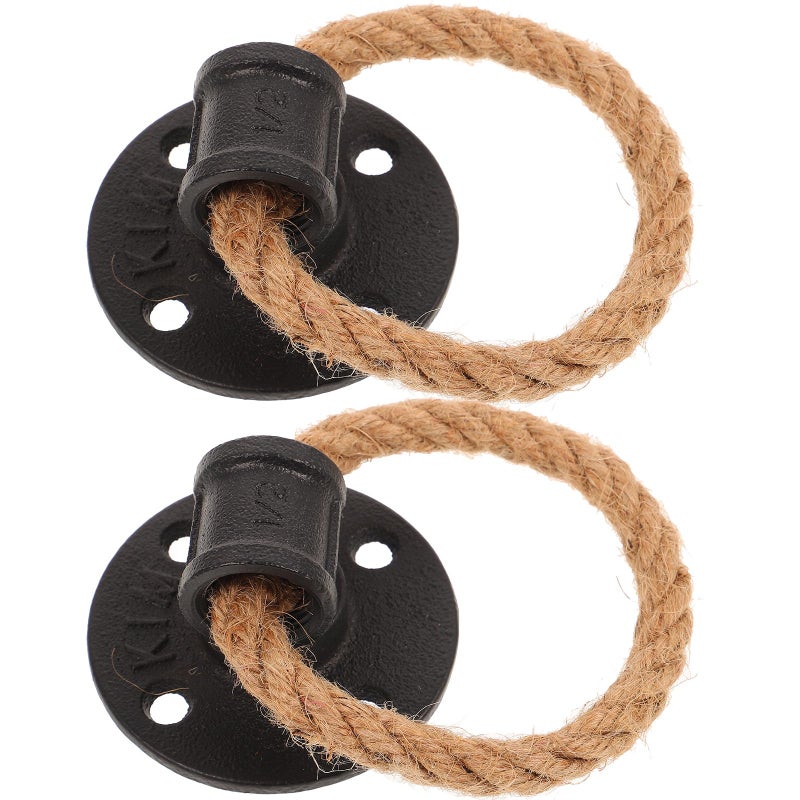 Adjustable Rope Drawer Pulls Black Jute Vintage Cabinet Knobs 2 Piece Set - Image 2