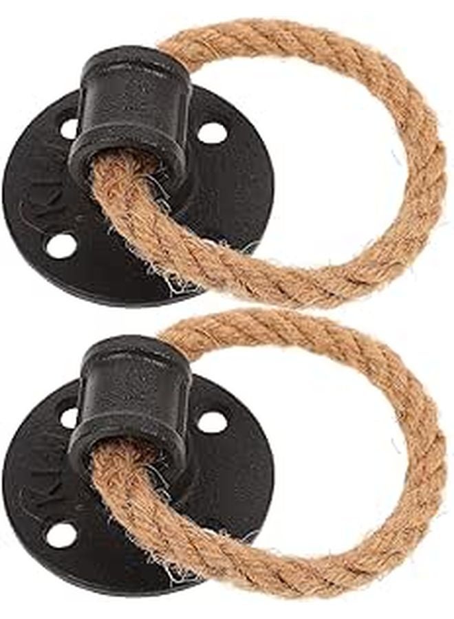 Adjustable Rope Drawer Pulls Black Jute Vintage Cabinet Knobs 2 Piece Set - Image 1