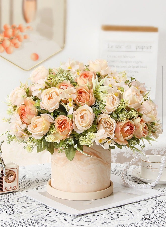DUNISO Artificial Flowers Table Centerpieces Decor Artificial Tulips Silk Flowers Bouquets Arrangement for Home Room Office Party Table Flowers Decoration Wedding Table Centerpieces - Image 1