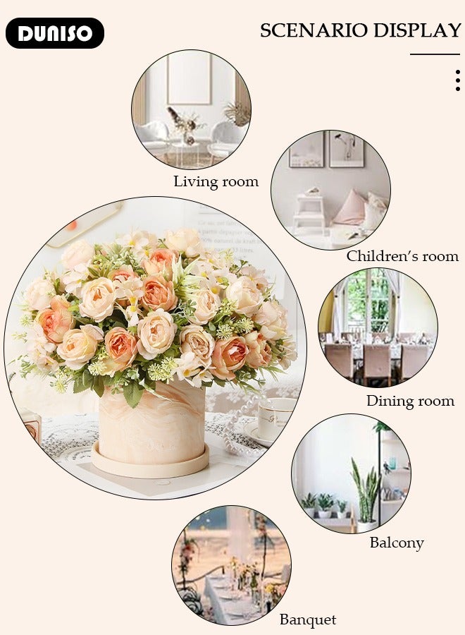 DUNISO Artificial Flowers Table Centerpieces Decor Artificial Tulips Silk Flowers Bouquets Arrangement for Home Room Office Party Table Flowers Decoration Wedding Table Centerpieces - Image 3