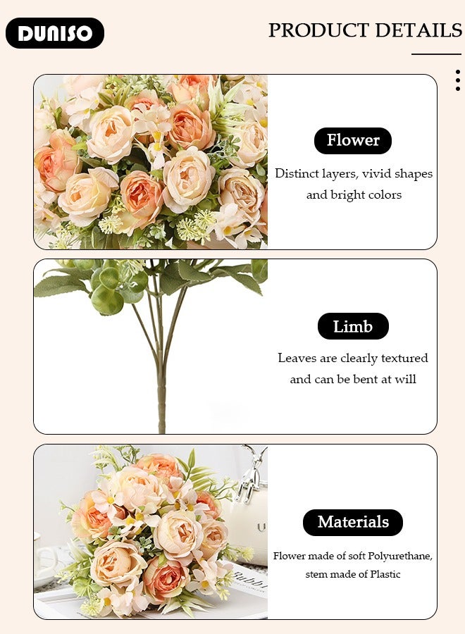DUNISO Artificial Flowers Table Centerpieces Decor Artificial Tulips Silk Flowers Bouquets Arrangement for Home Room Office Party Table Flowers Decoration Wedding Table Centerpieces - Image 2