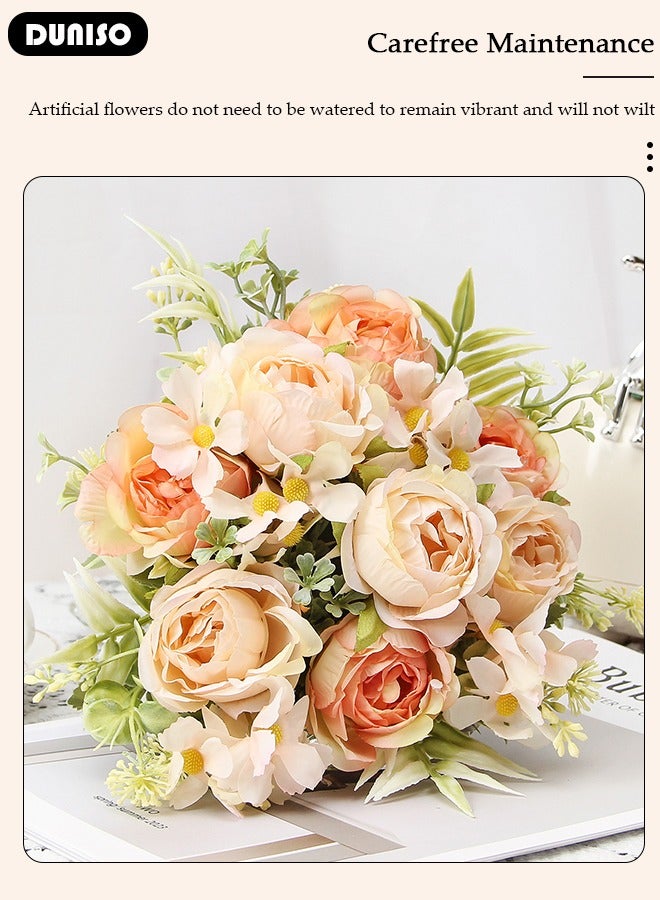 DUNISO Artificial Flowers Table Centerpieces Decor Artificial Tulips Silk Flowers Bouquets Arrangement for Home Room Office Party Table Flowers Decoration Wedding Table Centerpieces - Image 5
