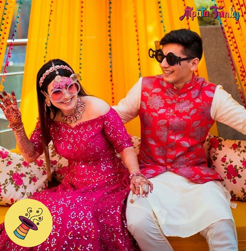 Atpata Funky Bride & Groom Wedding Goggles Combo (Pack of 2 Goggles) for The Groom to be & Bride to be - Perfect for The Soon-to-be Mr. and Mrs. Happy Couple - Image 2