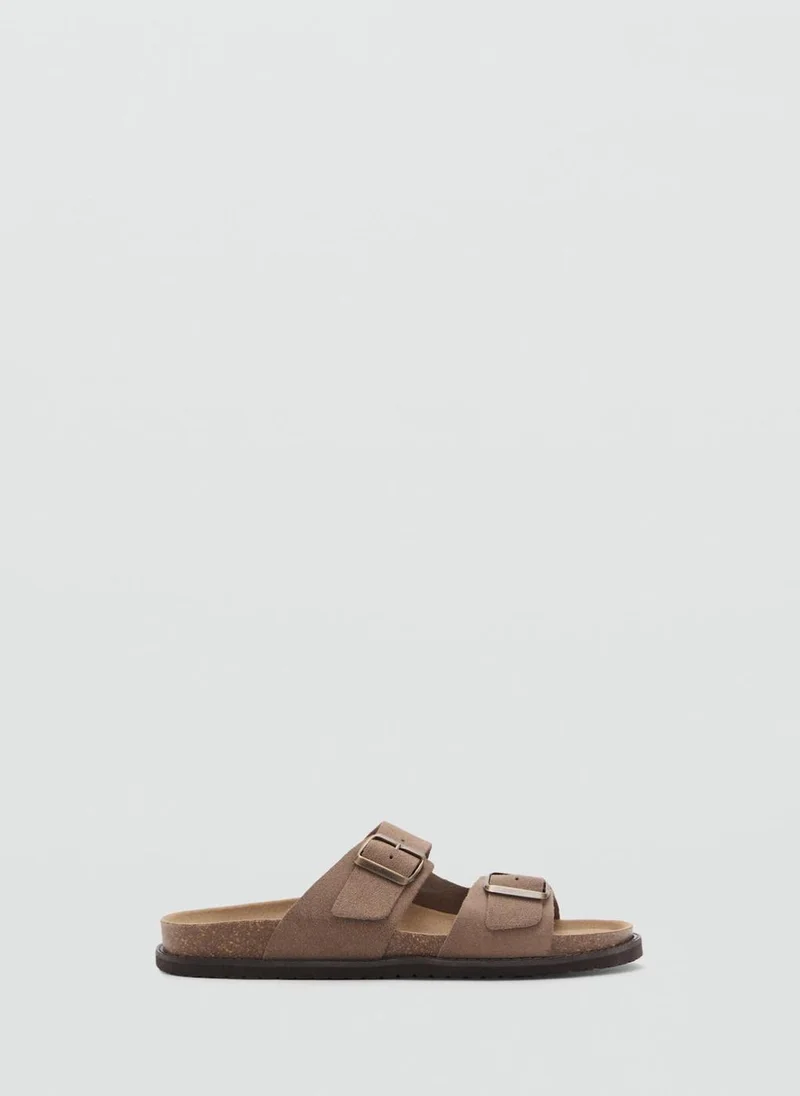 مانجو مان Buckles Leather Sandal