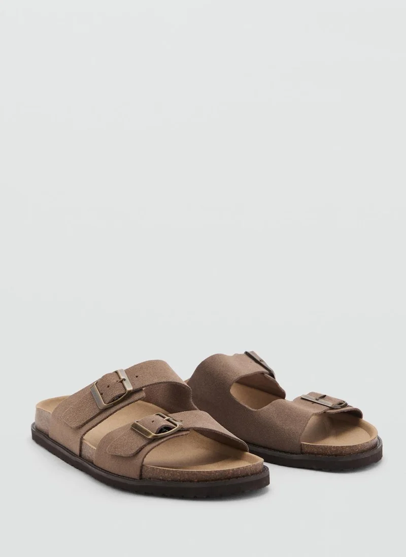 مانجو مان Buckles Leather Sandal