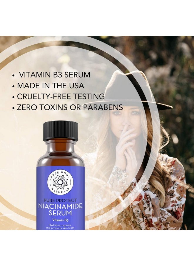 PURE BODY NATURALS Pure Body Naturals Vitamin B3 Niacinamide Serum, 1 Fluid Ounce - Super Moisturizer Cream for A Younger Looking Face and Body - Pore Reducing Facial Lotion - Pure and Natural Ingredients  - Image 3