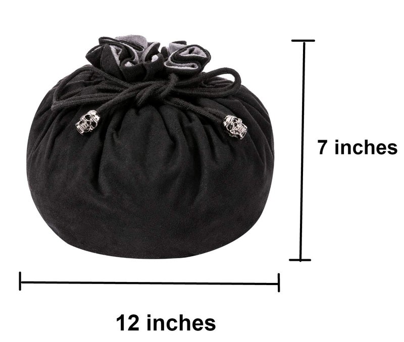TOYFUL Large DND Dice Drawstring Bags with Pockets Black Storage Bag for RPG MTG Game Dices Capacity Over 300 Dice - Image 3