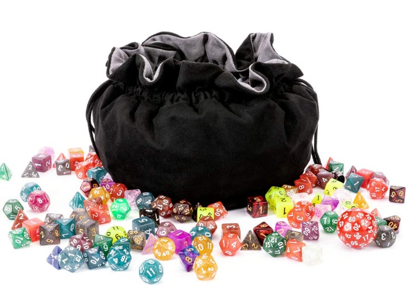 TOYFUL Large DND Dice Drawstring Bags with Pockets Black Storage Bag for RPG MTG Game Dices Capacity Over 300 Dice - Image 5