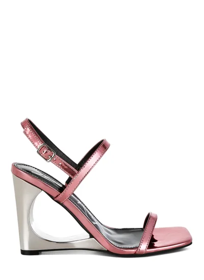 London Rag Metallic Fantasy Wedge Heel Sandals in Pink