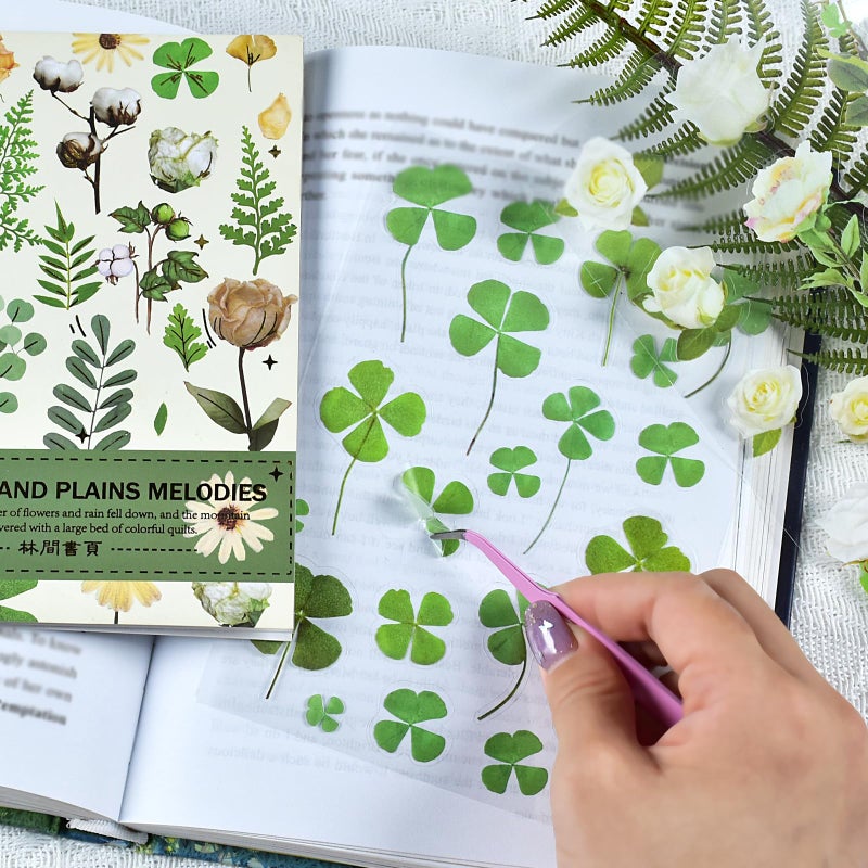 DAPUTOU 400Pcs Plants Floral Scrapbook Stickers Kit Vintage Fern Flowers Green Transparent Waterproof Stickers Book For Scrapbooking Supplies Aesthetic Junk Journal Journaling Craft 20-Page - Image 2