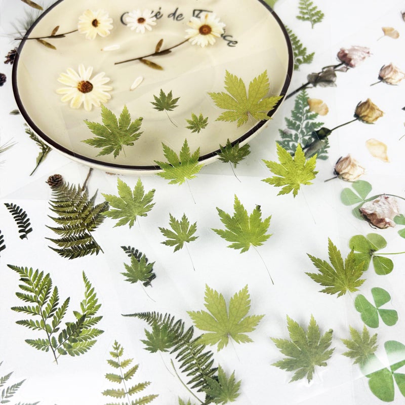 DAPUTOU 400Pcs Plants Floral Scrapbook Stickers Kit Vintage Fern Flowers Green Transparent Waterproof Stickers Book For Scrapbooking Supplies Aesthetic Junk Journal Journaling Craft 20-Page - Image 4