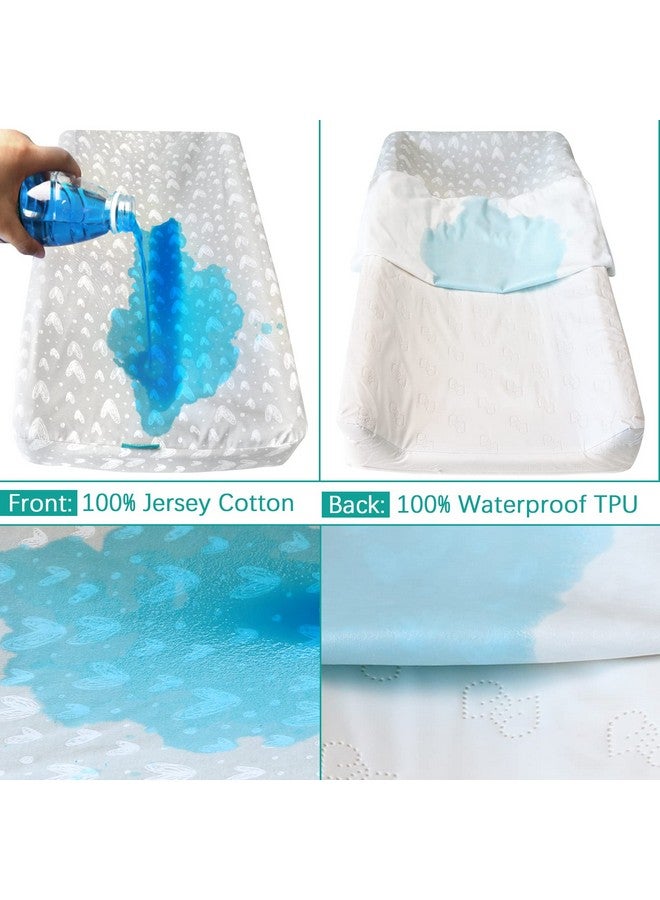 Biloban Waterproof Changing Pad Cover 2 Pack, 100% Cotton Change Table Cover Sheets, Ultra Soft, Unisex White Grey Star Print - Image 3