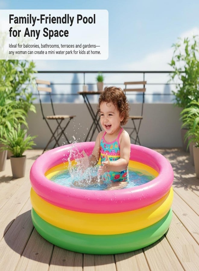 SUNNIFA Inflatable Baby Pool, Kids Swimming Pool | Portable Round Baby Bath Tub for Indoor & Outdoor Inflatable Pool for Toddlers Summer Water Fun Colourful Ring (114 X 25 CM) - Image 4