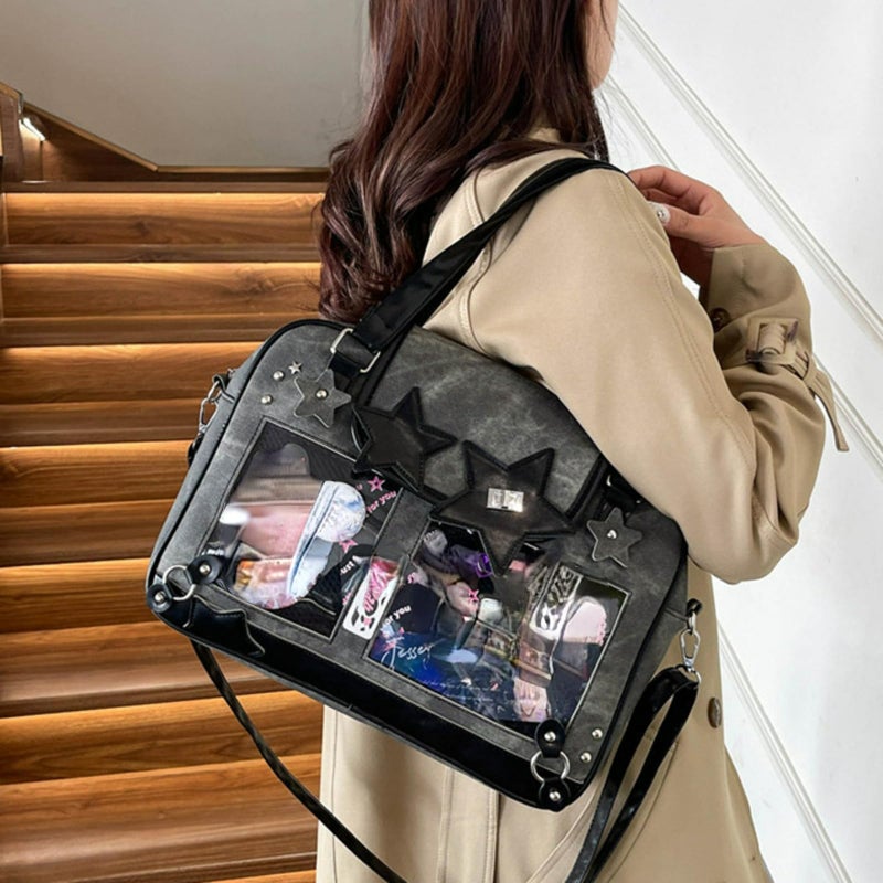BlingKicks Ita Bag Cute Bag Kawaii Star Large Capacity Crossbody Bag for Women Lightweight and Stylish (Dark Brown) - Image 2