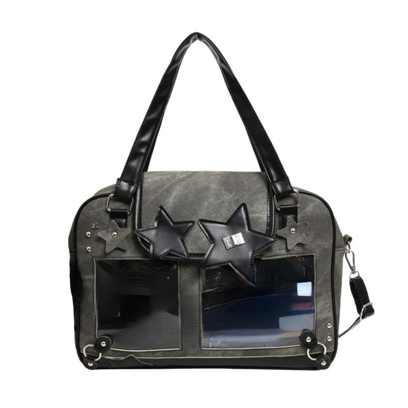 BlingKicks Ita Bag Cute Bag Kawaii Star Large Capacity Crossbody Bag for Women Lightweight and Stylish (Dark Brown) - Image 1