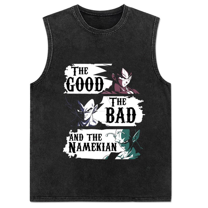 New Summer Cotton Anime Print Mens Tank Top 5 Vintage Black