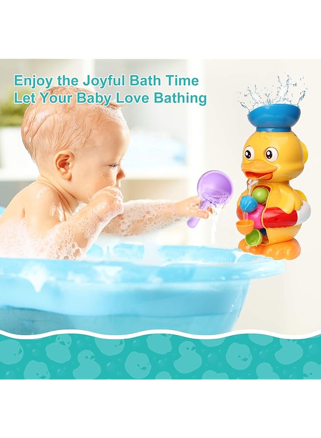 KASTWAVE Bath Toys For Kids Duck Bathtub Toys With Rotatable Waterwheel&Eyes Bathroom Strong Suckers Water Scoop Fun Bath Toys For Toddlers Boys Girls 1 4 Years - Image 4