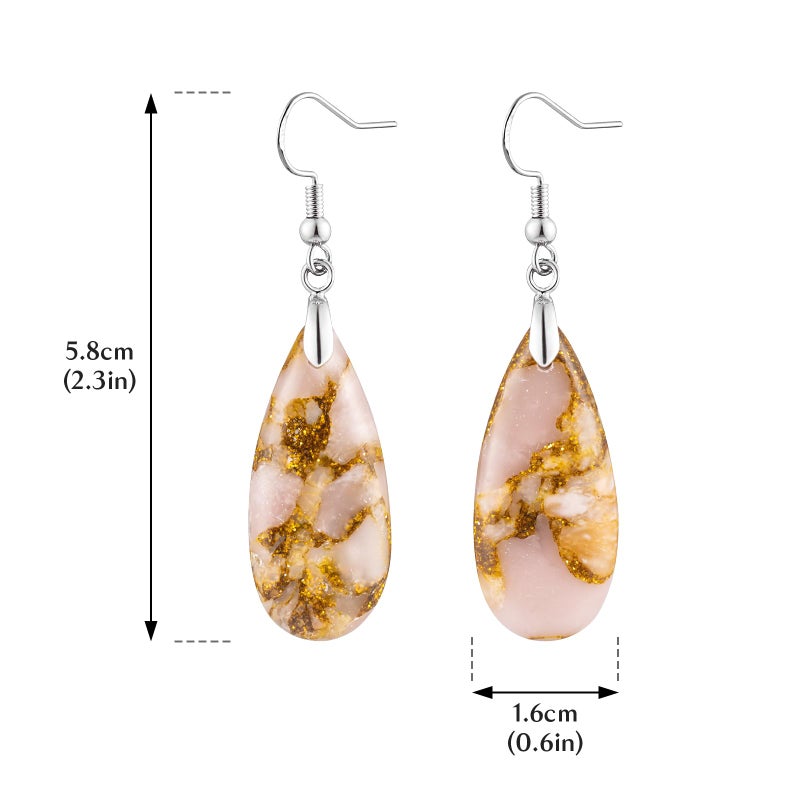 HAISWET Pink Stone Drop Earrings for Women Teardrop Dangle Drop Earrings - Image 4