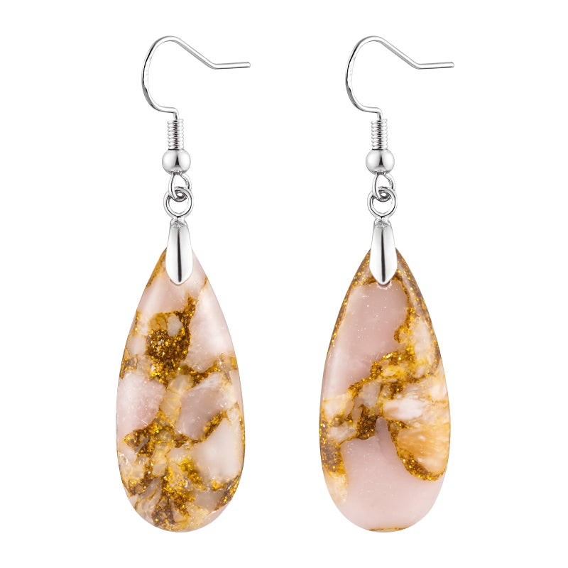 HAISWET Pink Stone Drop Earrings for Women Teardrop Dangle Drop Earrings - Image 1