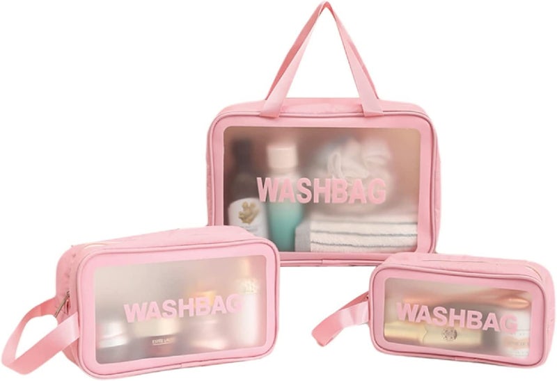 Fariox 3 PCS Toiletries Bag Clear Waterproof Cosmetic Bag Portable Travel Bag for Toiletries Toiletry Makeup Bag Set for Women Men Clear Travel Bags for Women - Image 1