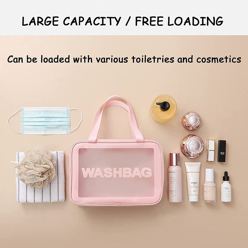 Fariox 3 PCS Toiletries Bag Clear Waterproof Cosmetic Bag Portable Travel Bag for Toiletries Toiletry Makeup Bag Set for Women Men Clear Travel Bags for Women - Image 5