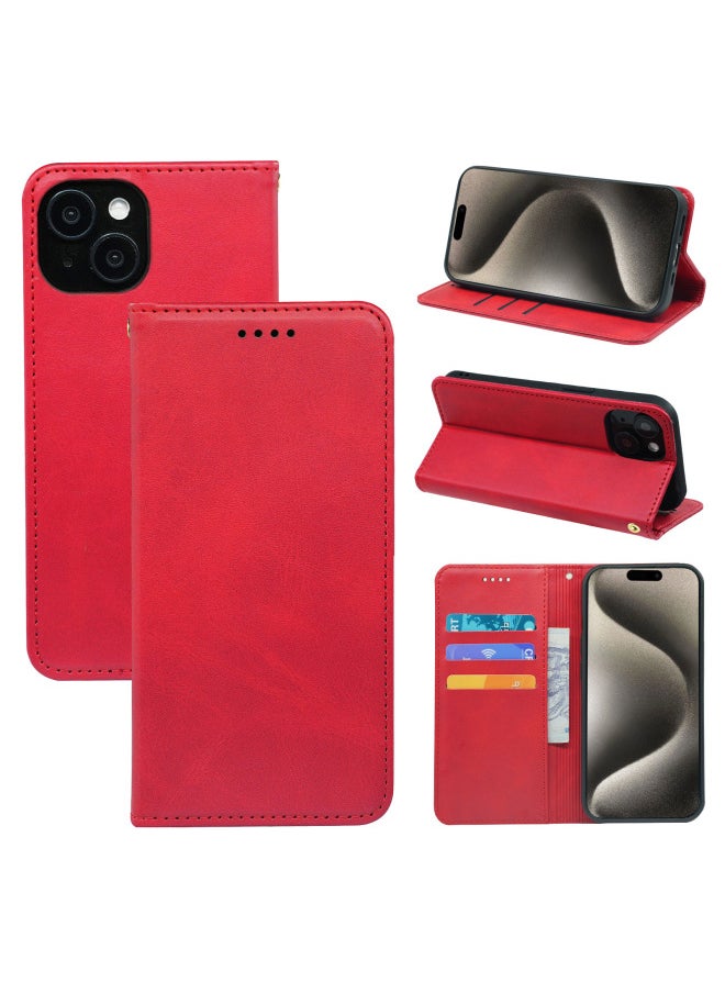 Generic Strong Magnetic Mini-bull Leather Phone Case For 14/se3 2022/For Iphone 13/12/11/7/xr Digital Computer Protective Cover-Color:big Red-Applicable Model:For AppleFor Iphone 14 Pro Max 6.7  - Image 1
