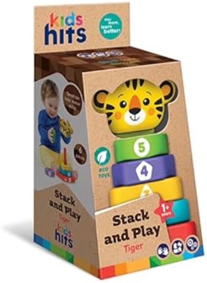 Kids hits Wooden Stack and Play Tiger 