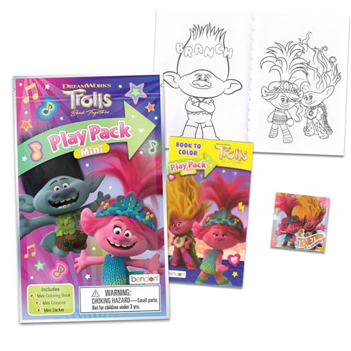 Dreamworks Trolls Mini Party Favors Set for Kids - Bundle with 24 Mini Trolls Grab n Go Play Packs with Coloring Pages and More (Trolls Birthday Party Supplies) - Image 2
