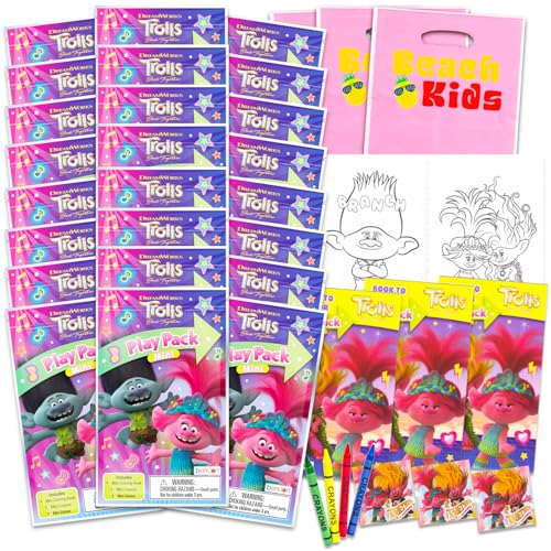 Dreamworks Trolls Mini Party Favors Set for Kids - Bundle with 24 Mini Trolls Grab n Go Play Packs with Coloring Pages and More (Trolls Birthday Party Supplies) - Image 5