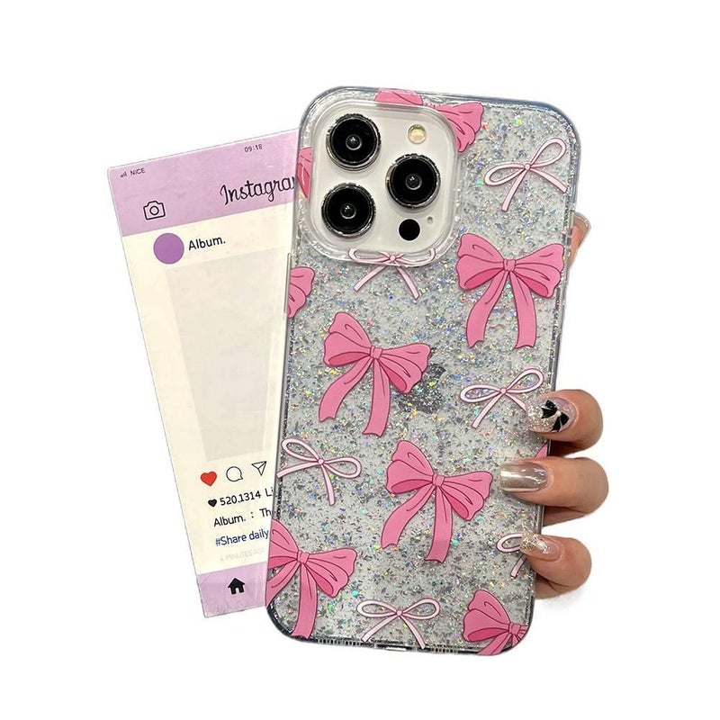 Drop Protection iPhone 16 Scratch Resistant for 16 Plus 16 Pro 16 Pro Max with Bow Design and Resin Finish in Blue - Image 3