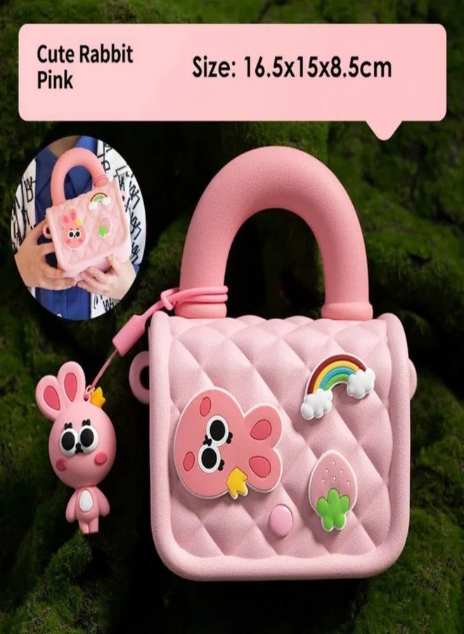 JBM ENTERPRISE Pink Silicone Cartoon Handbag for Girls - Cute Toddler Shoulder Bag with Rainbow & Strawberry Charms | Soft Crossbody Purse for Kids - Image 4