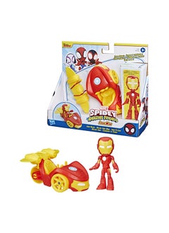 SPIDERMAN Marvel Spidey and His Amazing Friends Iron Racer Set, Action Figure with Vehicle and Accessory, Marvel Toys, Preschool Toys, Super Hero Toys  - Image 1