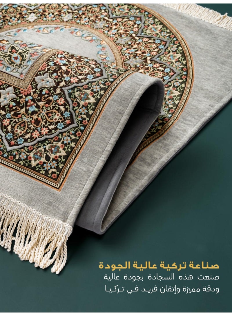 الفاتح سجادة صلاة شانيل تركية فاخرة مبطنة بالإسفنج الحراري بتصميم إسلامي حصري مميز مقاس 120×70 سم - Image 2