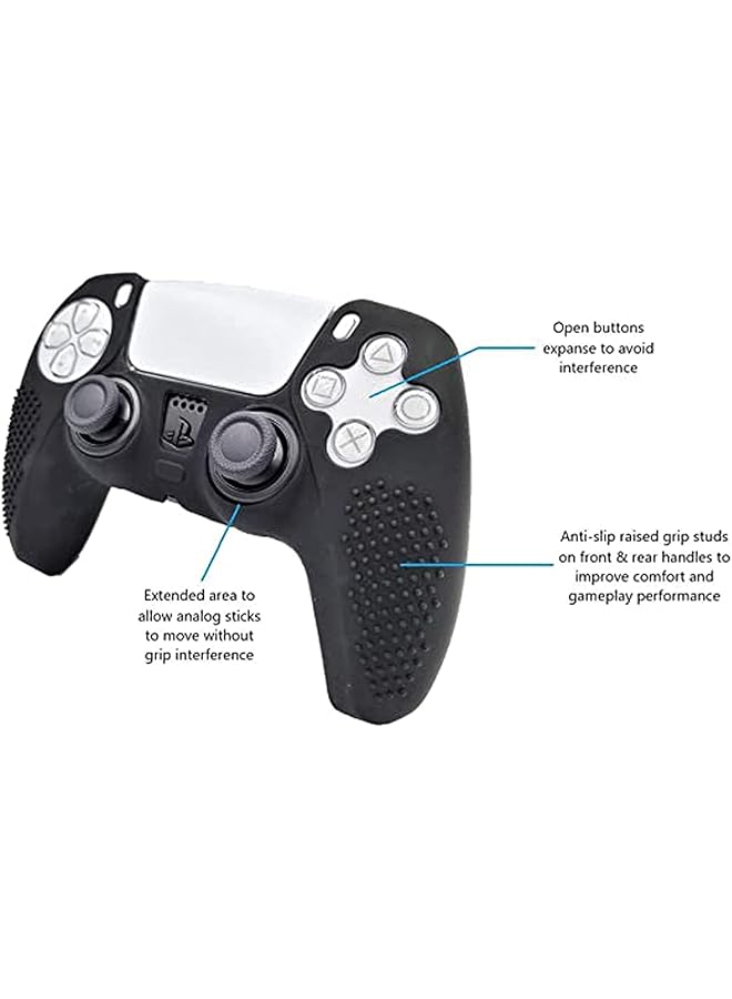 KASTWAVE 2 Pack Studded Silicone Cover Skin Case For Sony Ps5 Dual Sense Controller (Black) - Image 2