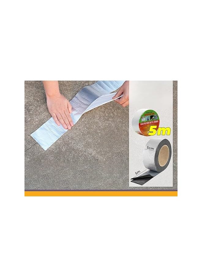 PROMASS - promass Waterproof Tape for Pipe & Roof Leakage Repair – 5cm x 5m Aluminium Foil Butyl Rubber Tape | Strong Adhesive Sealing Tape for Water Leakage, Cracks, Gaps & HVAC Ducts – Weatherproof & Du - Image 1