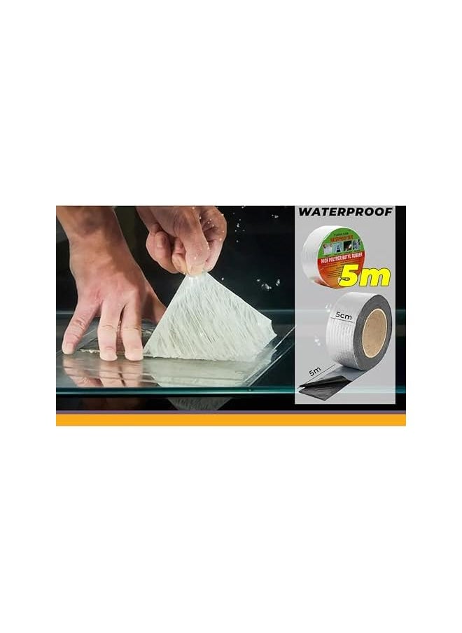 PROMASS - promass Waterproof Tape for Pipe & Roof Leakage Repair – 5cm x 5m Aluminium Foil Butyl Rubber Tape | Strong Adhesive Sealing Tape for Water Leakage, Cracks, Gaps & HVAC Ducts – Weatherproof & Du - Image 1