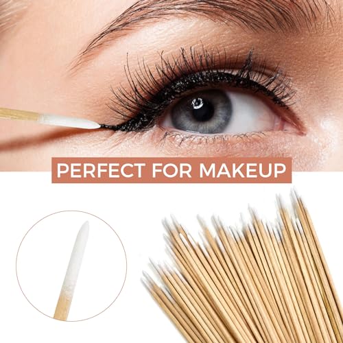 Bcowos 200PCS Pointed Cotton Swabs - 4 inch Microblading Precision Tip Cotton Swabs with Wooden Sticks - for Makeup, Tattoo Permanent Supplies - Image 4