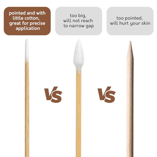 Bcowos 200PCS Pointed Cotton Swabs - 4 inch Microblading Precision Tip Cotton Swabs with Wooden Sticks - for Makeup, Tattoo Permanent Supplies - Image 3