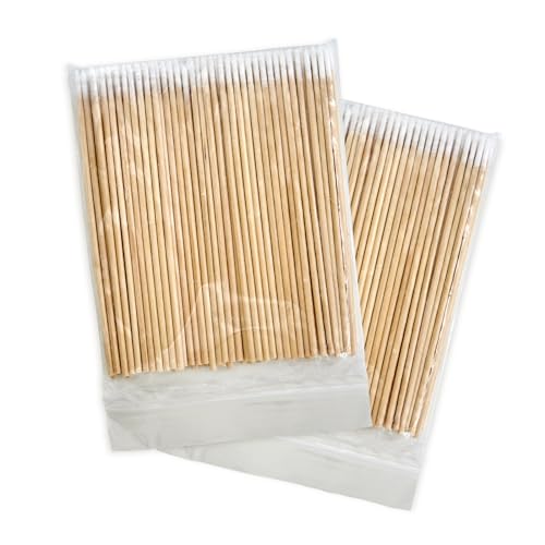 Bcowos 200PCS Pointed Cotton Swabs - 4 inch Microblading Precision Tip Cotton Swabs with Wooden Sticks - for Makeup, Tattoo Permanent Supplies - Image 1